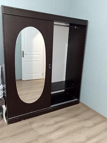 dolab 2ci əl: 2 qapılı, Güzgülü, Qəhvəyi, Taxta, Kupe, Düz dolab — 1