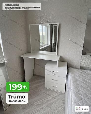 kreditle drel: Ağ rəngli trümo dəsti - Ölçü: 40 × 160 × 100 sm - Material: 18 mm — 1