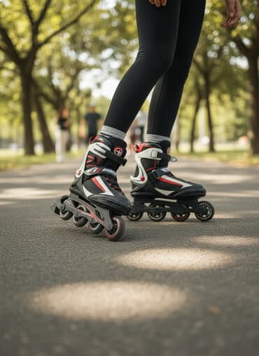 Boyunbağılar: Inline təkərlilər (roller skates) – 4 təkərli, qara-qırmızı-ağ dizayn — 1