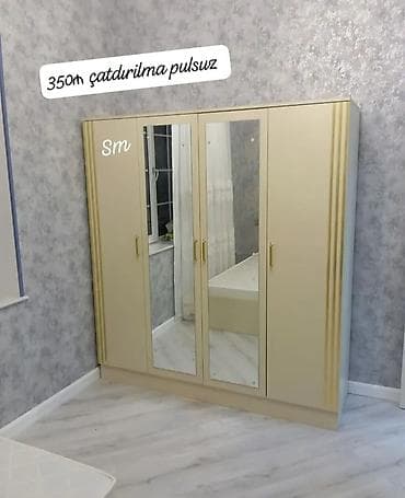 hamam skaflari: Yeni, 4 qapılı, Güzgülü, Bej, Digər material, Açılan, Düz dolab — 1