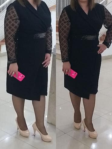 Zərif qara ziyafət paltarı - Model: dizdən bir qədər aşağı