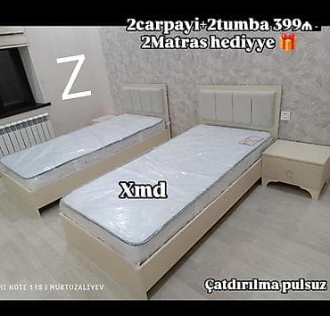 hediyeller: 2 təknəfərlik çarpayı, 2 tumba, Yeni — 1
