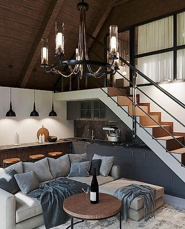 demir qapi gence: «Barn House»: ▸ 60 m² — 2 yataq otağı, zal, studio tipli mətbəx — 5