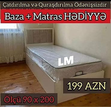 intex matras: Tək nəfərlik çarpayı dəsti – baza və döşək birlikdə. Ölçü: 90 x 200 — 1