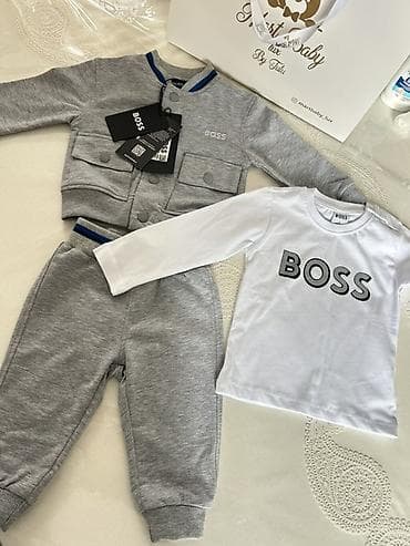 ayaqq: Uşaq üçün 3 hissəli geyim dəsti – BOSS Tərkib: - Boz rəngli idman — 2