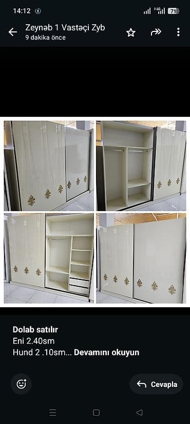 *Dolab satılır* Eni 2.40sm Hund 2 .10sm Derinlik 60sm *Qiymet 250 lalafo.az -da *Dolab satılır* Eni 2.40sm Hund 2 .10sm Derinlik 60sm *Qiymet 250