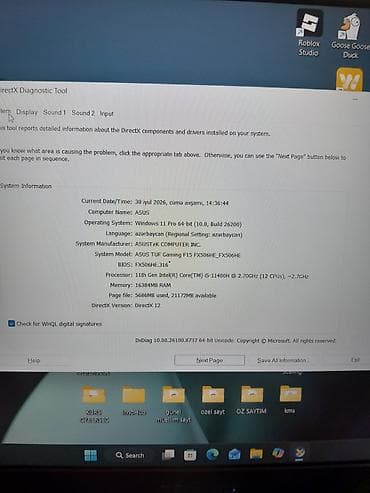 macbook pro: Asus Tuf FX506 He Cpu:I5 11400h Gpu:Intel uhd graphics 16 gb ram (2×8) — 5