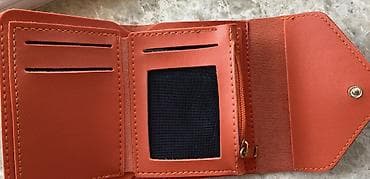 Portmone, pulqabıları: Narıncı rəngli kompakt pulqabı - Material: yumşaq süni dəri, səliqəli — 2