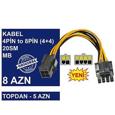 Masaüstü kompüterlər və komponentlər: Kabellər "4/8/24pin/MOLEX CPU/MB Original" MƏHSULLAR TAM ORİGİNALDIR — 6