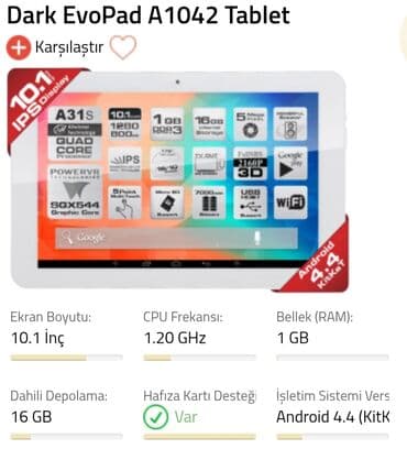 modio m19 tablet: DARK EVOpad A1042 planşet - Model: DARK EVOpad A1042 (Model No — 4