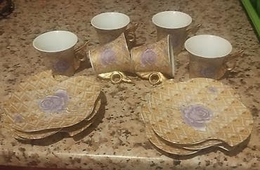 Çay dəsti, rəng - Qızılı, Farfor