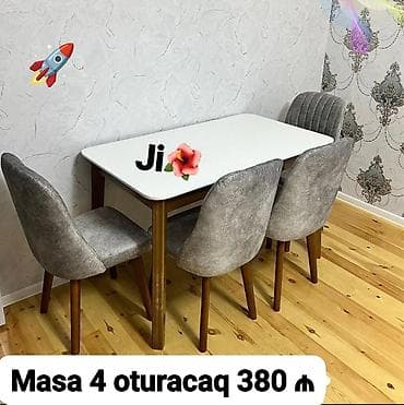 Mətbəx üçün, Açılmayan, Dördbucaq masa, 4 stul
