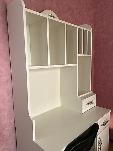 stul stol: Düz masa, Stul ilə, Polkalı, Siyirməli, MDF — 3