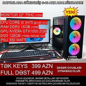 diskilər: ŞOK ENDİRİM!!! Oyun üçün Kompüter "RGB Core i5 3470 16GB Ram GTX1050 — 1
