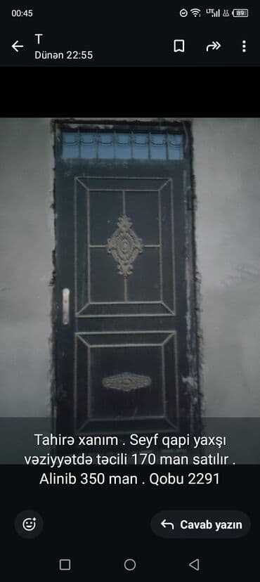 Metall seyf qapı - Material: bərk metal konstruksiya - Rəng: qara lalafo.az -da Metall seyf qapı - Material: bərk metal konstruksiya - Rəng: qara