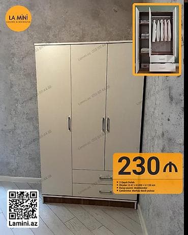 hamam dolapları: 3 qapılı, Siyirməli, Digər rəng, Taxta, Açılan, Düz dolab — 1