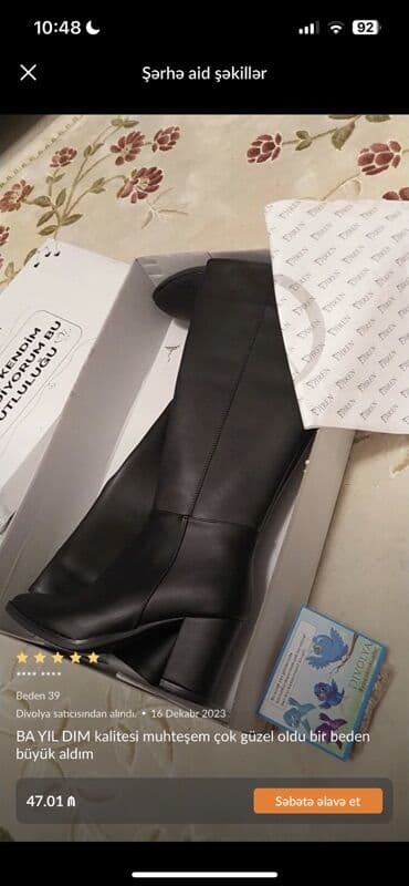 Qadın uzun qara çəkmə - Model: dizaltı, klassik - Rəng: qara -