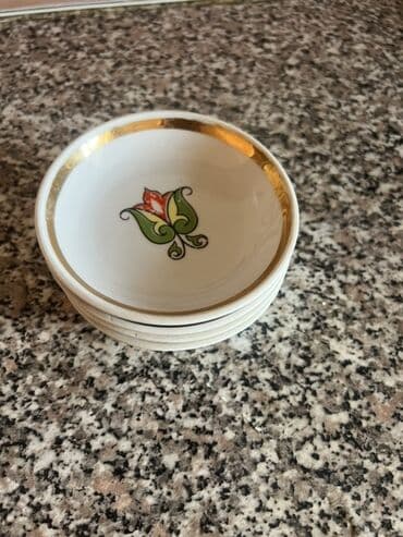 Блюда для тортов и сладостей: Миски, Набор из 6 шт., цвет - Синий, Фарфор, СССР — 22