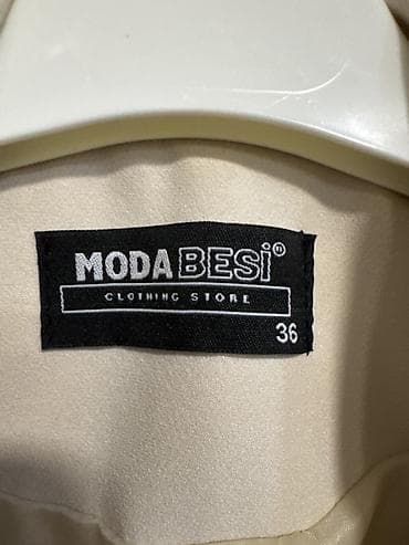 женский пуховик новый: MODA BESI qadın pencəyi - Rəng: krem/bej - Model: uzun, klassik ütülü — 1