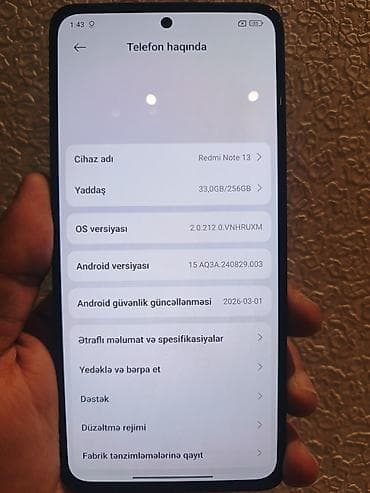irşad 13: Redmi Note 13, 256 GB, rəng - Qara — 5