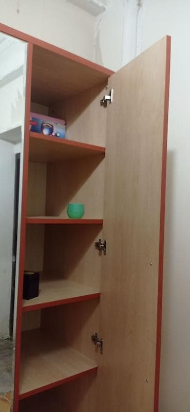 mini dolab: 3 qapılı, Güzgülü, Bej, Taxta, Açılan, Düz dolab — 2