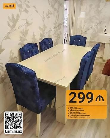 stulla: Açılmayan, Dördbucaq masa, 6 stul — 1