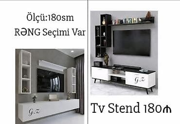 carpayı taxt: TV stend və yataq dəsti TV stend - Ölçü: 180 sm - Rəng seçimi var - — 2