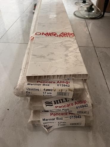 pencere alti: Məhsul: Pəncərə altlığı (HILL markası) Rəng/naxış: Mərmər boz Ölçülər — 2