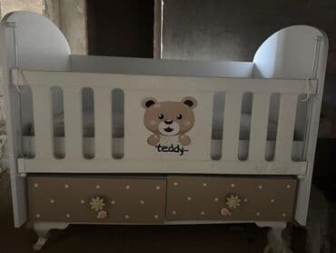 fasad boyaları: Для девочки и мальчика, Четырехугольная, Колыбель, С матрасом, Без механизма качания — 2