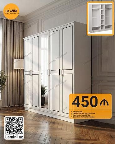 hamam ucun rəf: 5 qapı, Ağ, Açılan, Düz dolab — 1