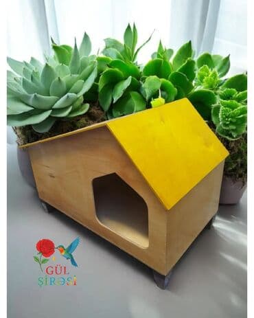 купить домик для кота: Taxta pişik evi – “Burada yerim rahatdır” yazılı - Material — 11