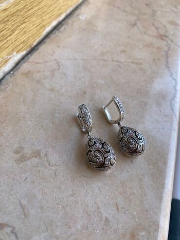tek qas gumus uzukler: Sırğa, Gümüş, 925 Əyar — 3