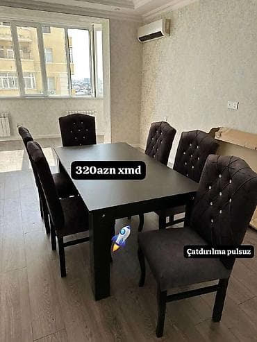 Qonaq otağı üçün, Açılmayan, Dördbucaq masa, 6 stul