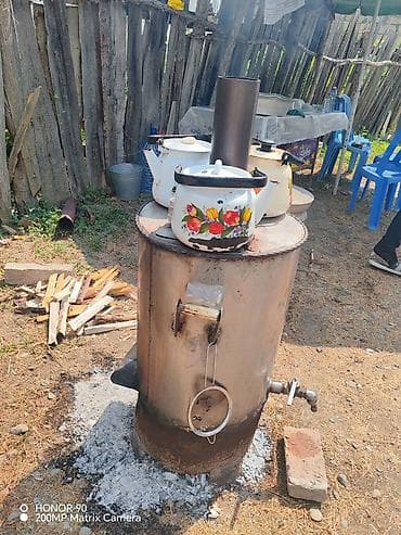 king kong 8: Odunla işləyən samovar/qaynadıcı soba - Silindrik metal gövdə, üst — 3