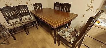 kuxna bebeli: Mətbəx üçün, Açılmayan, Dördbucaq masa, 6 stul — 2