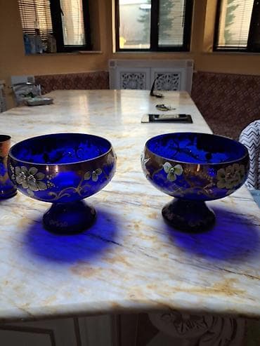 Məhsul: 2 ədəd dekorativ şüşə piyalə/kasa dəsti - Material: qalın