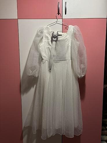 Ağ rəngli zərli ziyafət/şənlik geyimi 16 yaş üçün Razmer 40 - Model