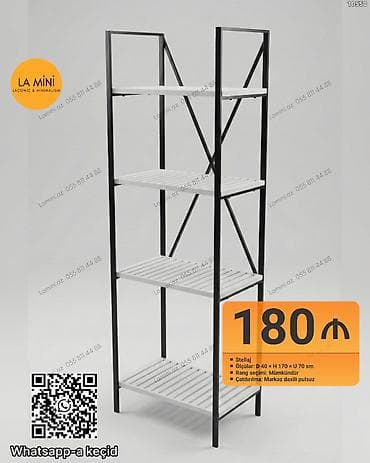 Minimalist metal-stellaj - Ölçülər: Dərinlik 40 sm × Hündürlük 170 sm