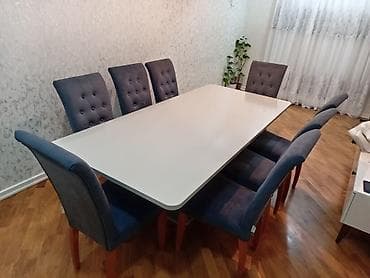 telvizor alti: Qonaq otağı üçün, Yeni, Açılmayan, Dördbucaq masa, 8 stul — 1