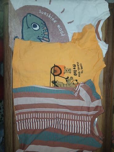 детские нарядные комплекты: Uşaq geyimləri dəsti 1) Narıncı rəngli KIABI kombinezon - Material — 12