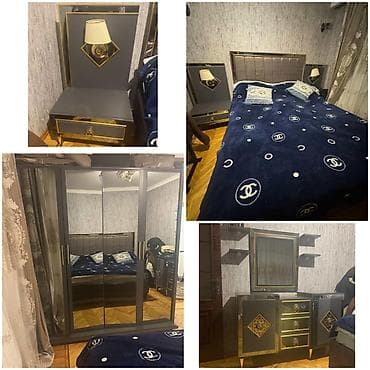 Двуспальная кровать, Трюмо, Шкаф, 2 тумбы, Б/у