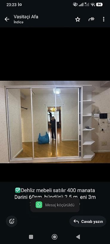 ✅Dehliz mebeli satılır 400 manata Dərini 60sm, hündürü 2.5 m, eni 3m