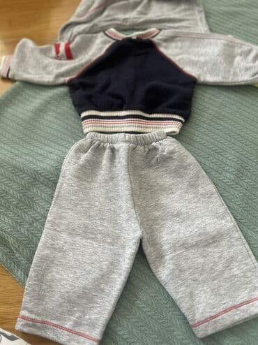 детский джинсовый костюм: Uşaq idman dəsti - 2 hissə: ceket və şalvar - Rənglər: boz, tünd göy — 2