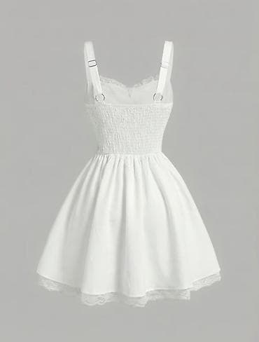 Личные вещи: Ağ mini paltar – korset effektli, romantik dizayn - Rəng: qar-ağ - — 3