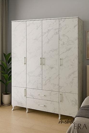 dolab kombi: Yeni, 4 qapılı, Siyirməli, Ağ, Digər material, Açılan, Düz dolab — 3