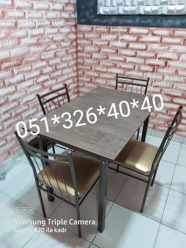 yazı masa: Qonaq otağı üçün, Yeni, Açılan, Dördbucaq masa, 4 stul — 23