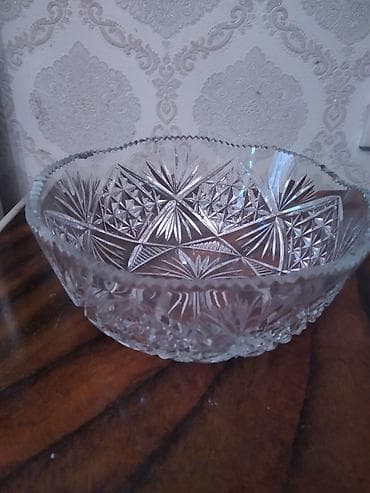 goz muncugu: Kəsimli naxışlara malik şüşə/kristal meyvə qabı - Material: qalın — 1