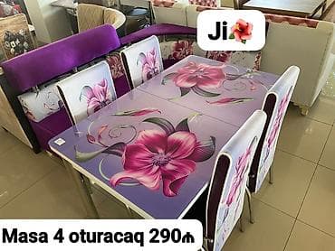 sdollar: Mətbəx üçün, Yeni, Açılan, Dördbucaq masa, 4 stul — 8