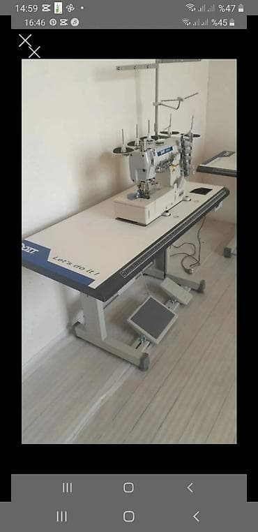 Yeni Sənaye tipi overlok tikiş maşını və iş stolu dəsti - Çoxsaplı