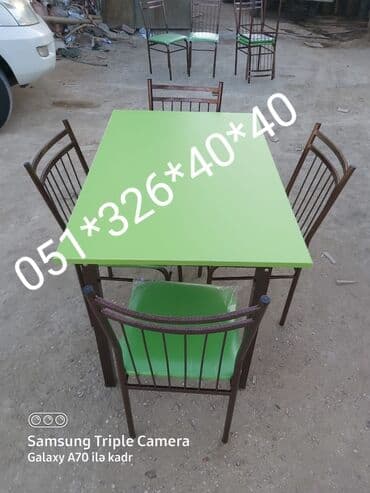 Masa və oturacaq dəstləri: Qonaq otağı üçün, Yeni, Açılan, Dördbucaq masa, 4 stul — 15